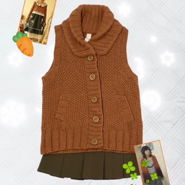 ꒰ঌ 당근 케이쿠 맛 니트 조끼 ໒꒱