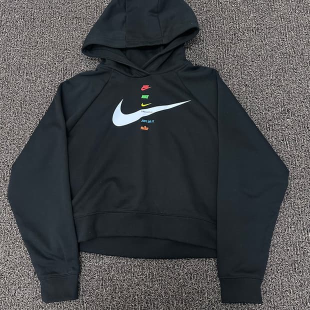 NIKE 나이키 여성 크롭 기모 후드티 블랙 85(M)