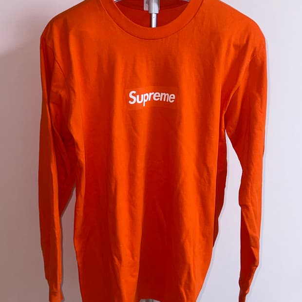 슈프림 박스로고 롱슬리브 티셔츠 오렌지 20FW