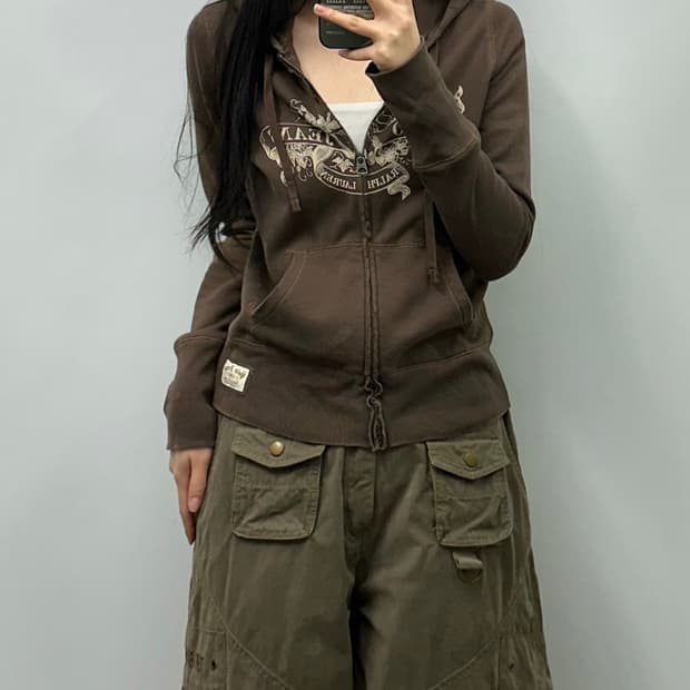 폴로 진스 브라운 후드집업 