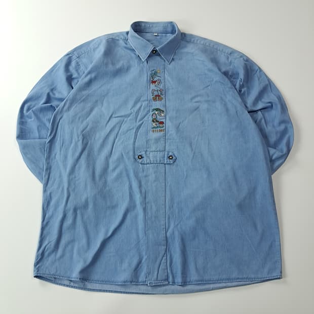 CA530 XL 트라흐텐 90s 독일판 바바리안 샴브레이 셔츠 남방