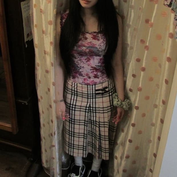 jpn vintage check skirt