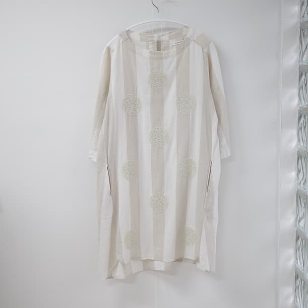 Oatmeal dot stripe one-piece