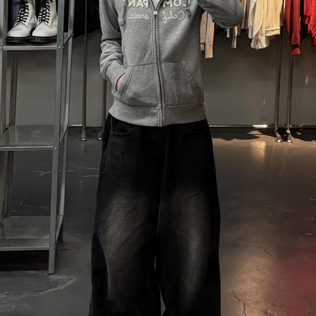 홀리스터 스펠로고 그레이 후드집업 A3734