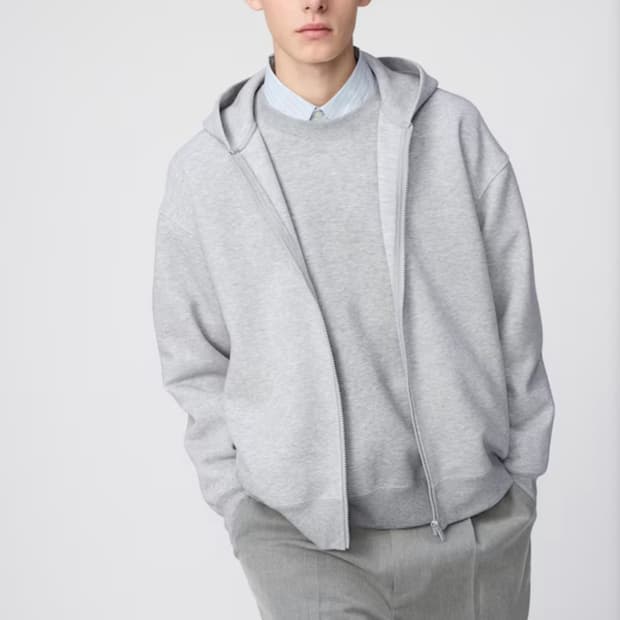 새상품) 유니클로 스웨트오버사이즈풀집파카 xl