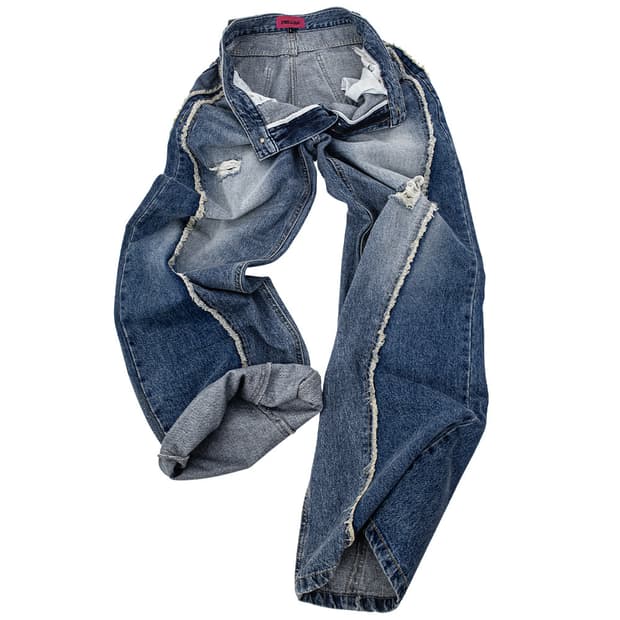 우알롱 멜로우 워싱 와이드 데님