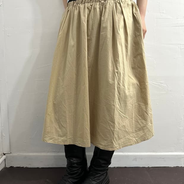 comme ca ism beige layered midi skirt