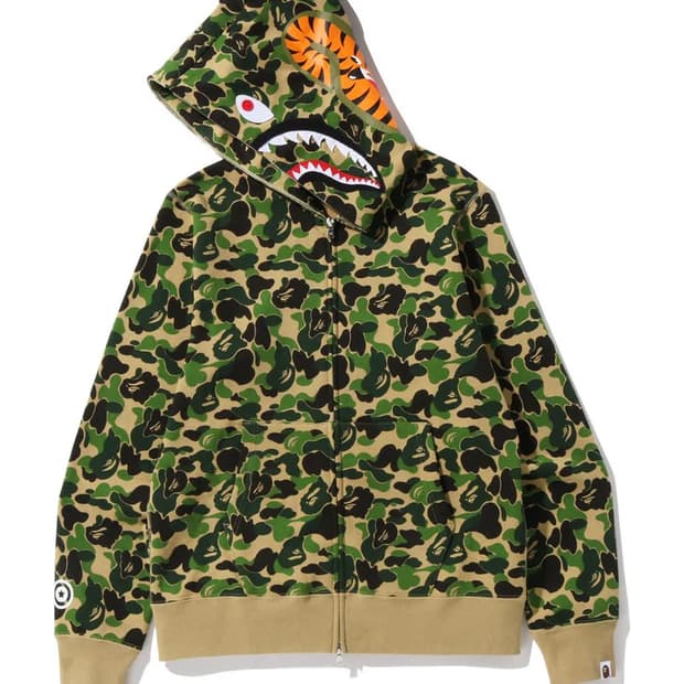 [L] 베이프 ABC 그린카모 샤크 후드집업