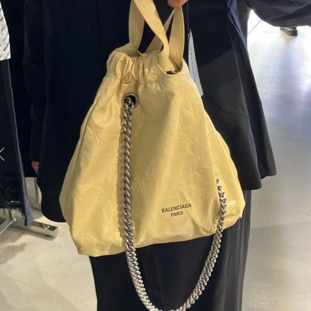 [S]발렌시아가 크러쉬 토트백 숄더백 가방 버터옐로우 컬러 스몰사이즈