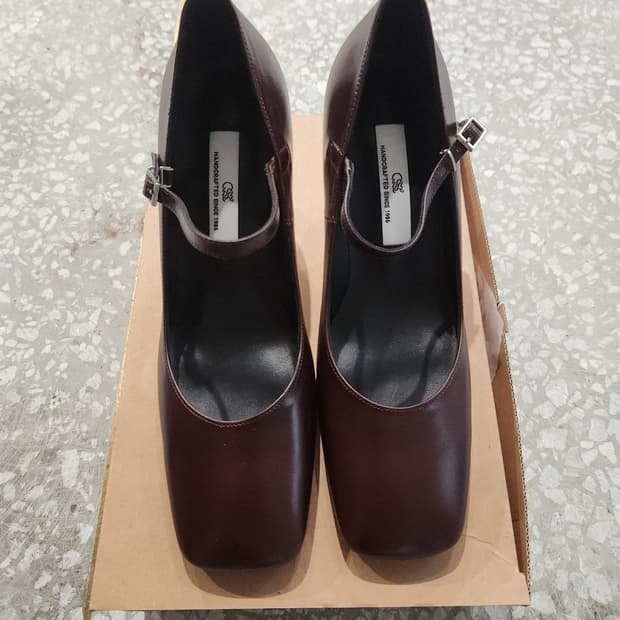 수제화 버건디 메리제인 힐 240mm