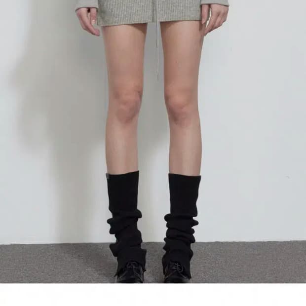 보헤미안서울 레이어드 폴디드 니트 미니 스커트 멜란지 그레이 보헴서