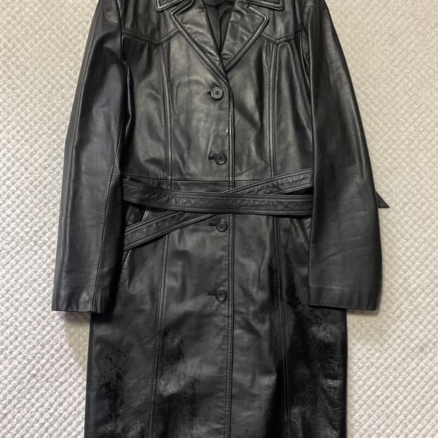 (여성66) 웨스턴 무드 램스킨 양가죽 라펠 레더 카 코트