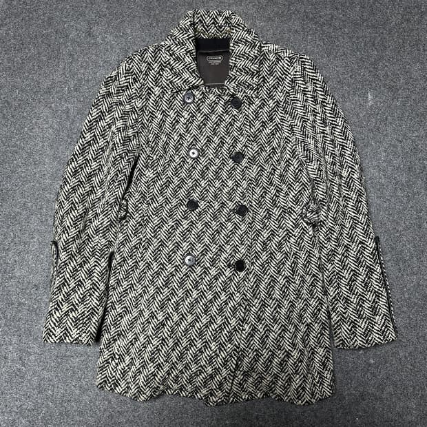 COACH 헤링본 울 더블코트 S (실크 안감) 