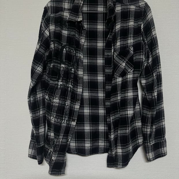 Mindgamef 펑크 레터링 플란넬 체크셔츠