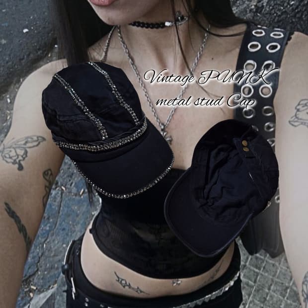 Vintage PUNK metal stud Cap