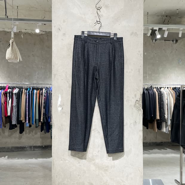 마우로 그리포니 차콜 투 턱 체크 울 트라우저