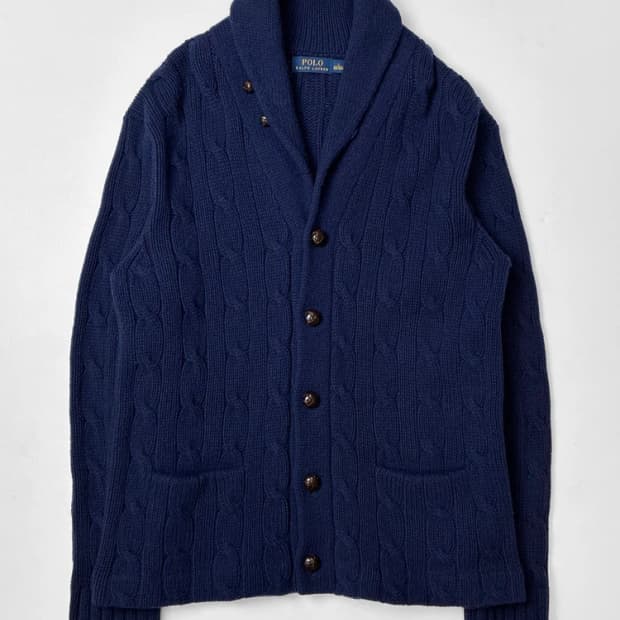 폴로 랄프로렌 100% 울 케이블 숄카라 니트 가디건 PN5117