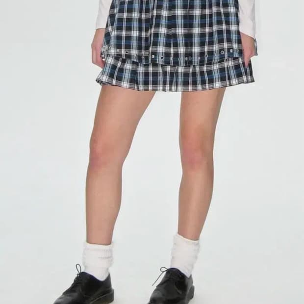 PLZPROJECT 플리즈프로젝트 스터드 프릴 스커트 체크