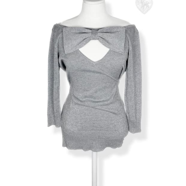 쿠키집 빈티지 세실맥비 빅 리본 글리터 니트탑