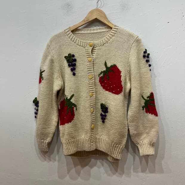 핸드메이드 아플리케 모리 울 가디건 