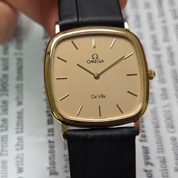 빈티지 오메가 드빌 탱크 올금장 샴골판 울트라슬림 쿼츠 남성용
