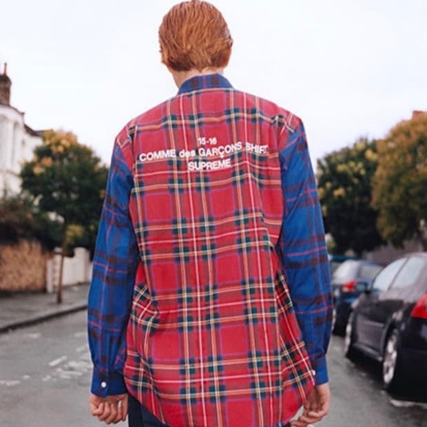 꼼데가르송 셔츠 X 슈프림 투톤 셔츠 (L)