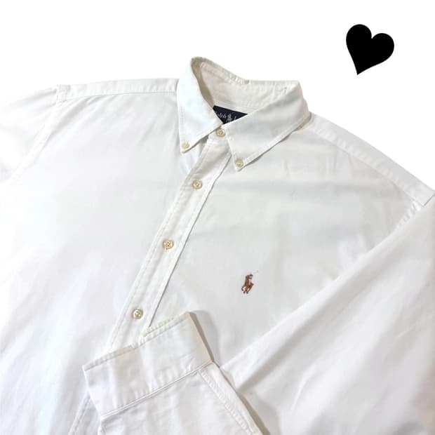 폴로 랄브로렌 화이트 옥스퍼드 셔츠