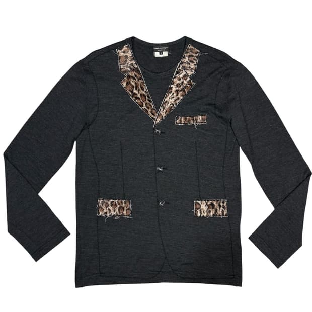 2009 꼼데가르송 레오파드 가디건 결합 디테일 울 니트 스웨터