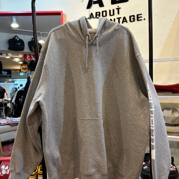 빅사이즈 칼하트 사이드 레터링 로고 후드티 그레이 2XL
