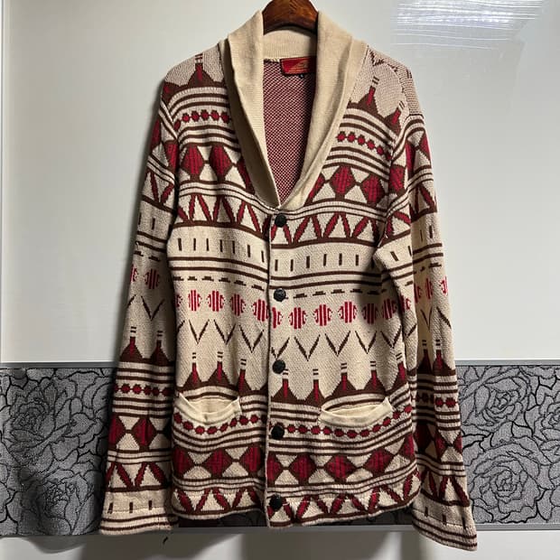 인디언 모터사이클 숄카라 패턴 가디건