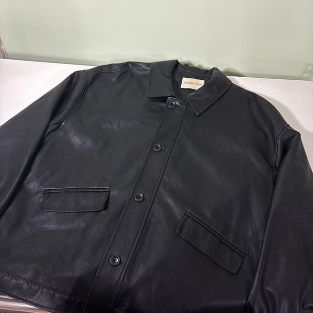 우먼OS MUALLY CHEN 무알리 첸 블랙 4버튼 가죽자켓