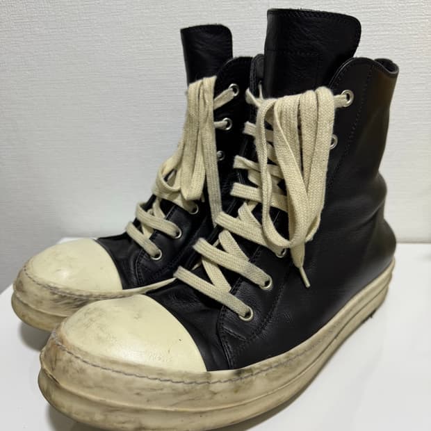 릭오웬스 라몬즈 하이 레더 블랙