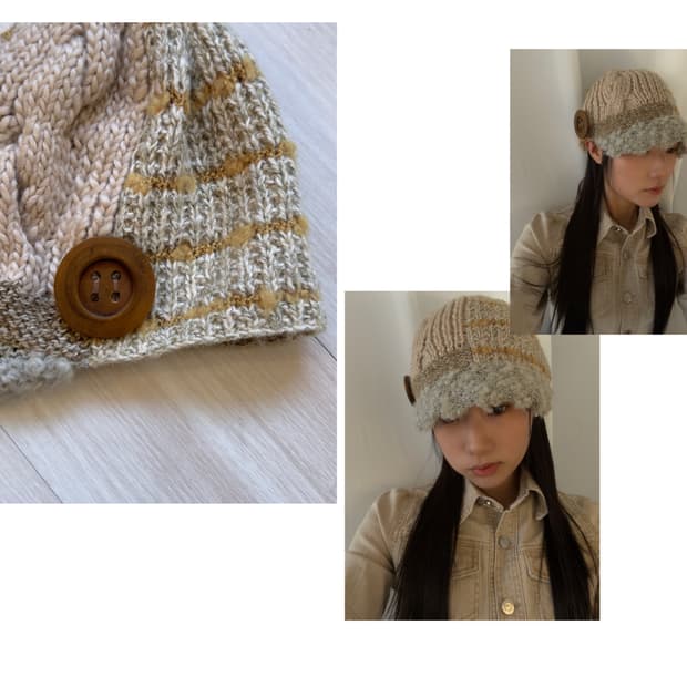 [Vintage] Handmade button Knit Beanie