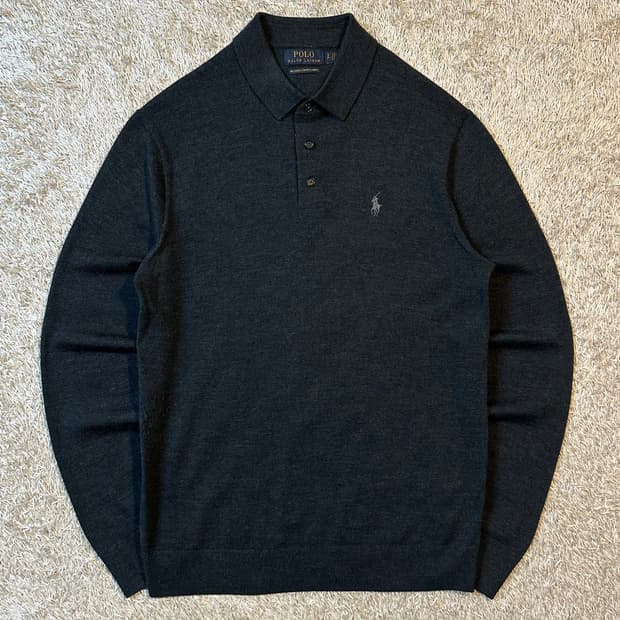 폴로 랄프로렌 신형 그레이포니 워셔블 메리노울 폴로 니트 차콜
