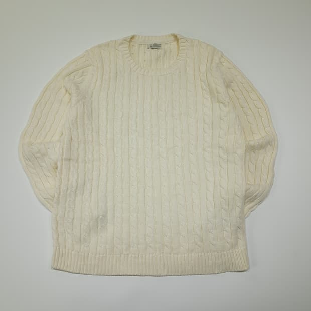 CL073 XL 엘엘빈 크림 아이보리 피셔맨 케이블 니트