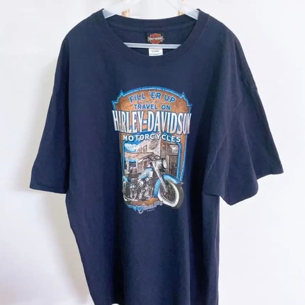 몽빈티지(2XL)할리데이비슨남자바이크오버핏라운드반팔티