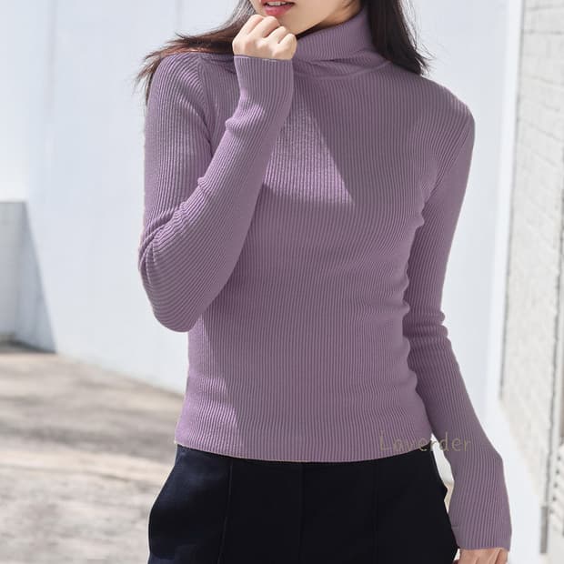 탑텐 소프트 립 터틀넥 골지 목폴라티 니트