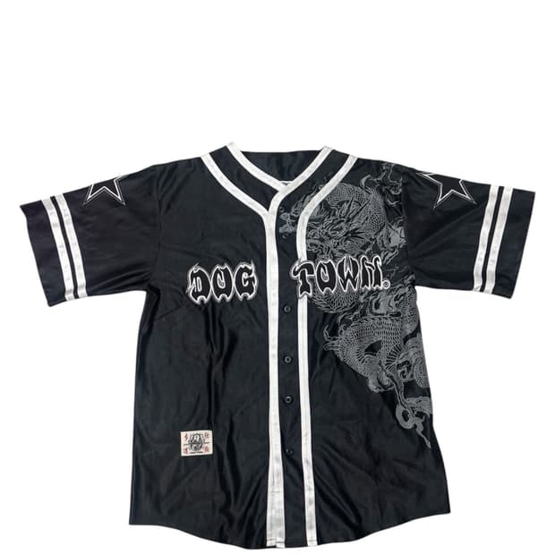 도그타운 Dogtown 드래곤 프린팅 디테일 반팔 베이스볼 셔츠