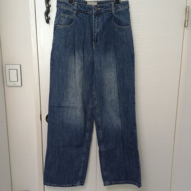 비긴202 원턱 와이드 데님팬츠 연청