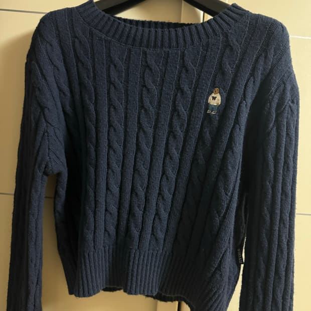 후아유 케이블 크롭 니트 S