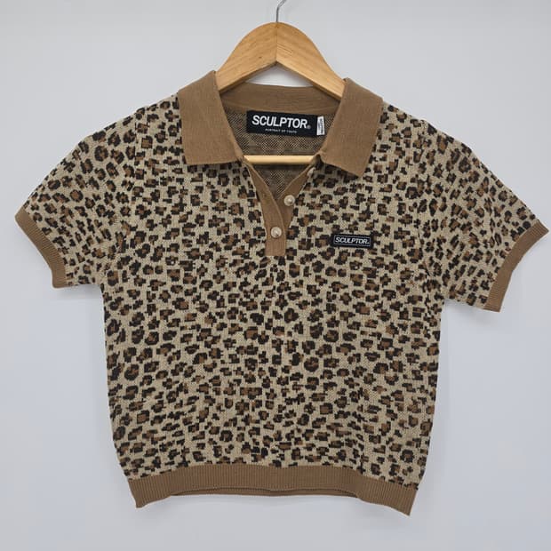 SCULPTOR 레오파드 반팔 니트티