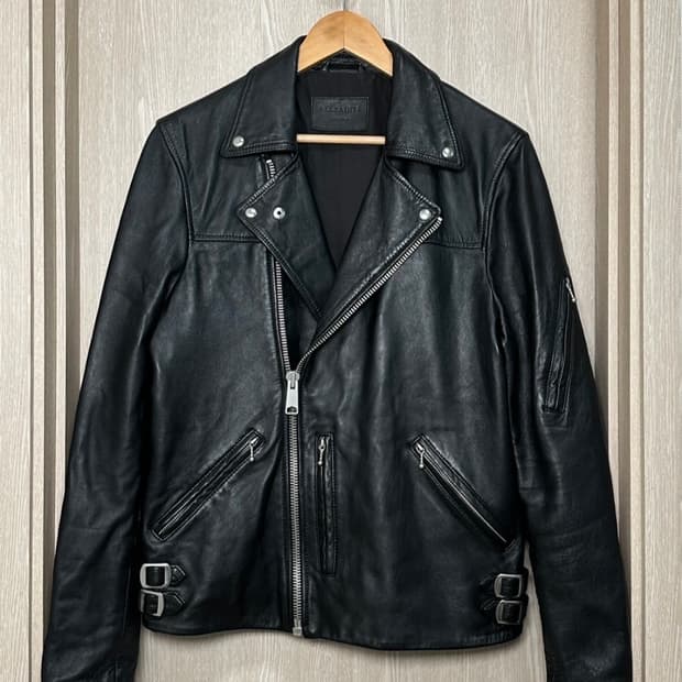 새상품급)올세인츠 램스킨 바이커자켓M/블랙