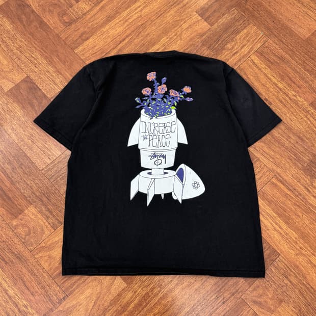 XL Stussy 스투시 플라워 봄 반팔 라운드 티셔츠