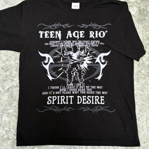 급처 무신사 마하그리드 빈티지 프린팅 반팔 블랙 S