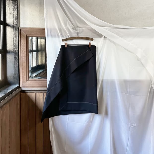 SACAI navy wool cross skirt