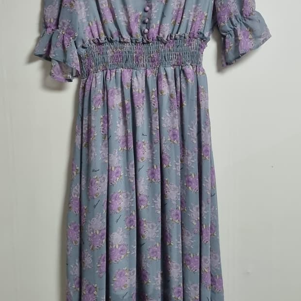 XS (44) 플라워패턴 반팔 쉬폰 원피스