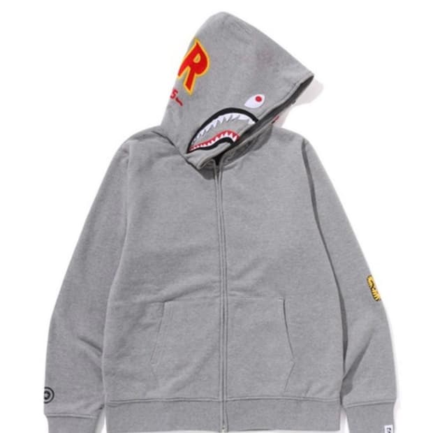 베이프 2nd 샤크 풀 후드집업 그레이 
