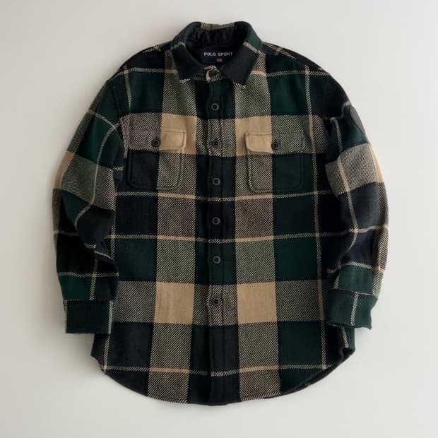 폴로스포츠 투포켓 체크 울 셔츠자켓 95
