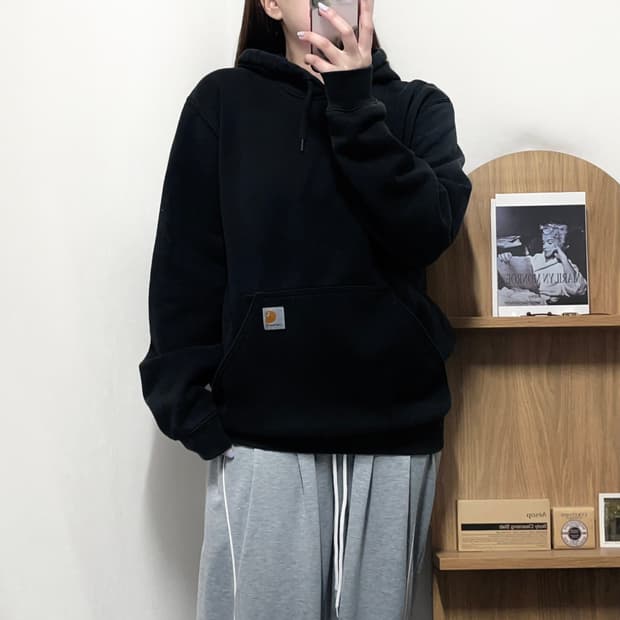 [정품] 칼하트 블랙 기모 후드티 [ S ]