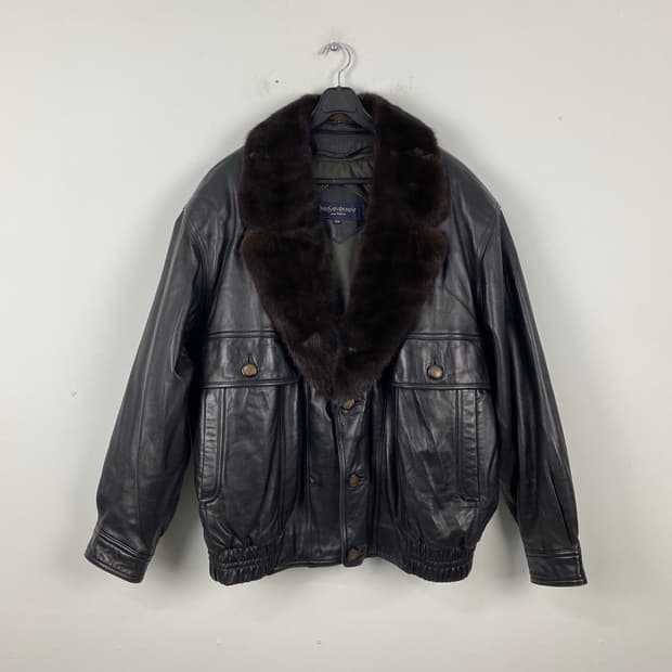 YSL 입생로랑 밍크 가죽 레더자켓 L